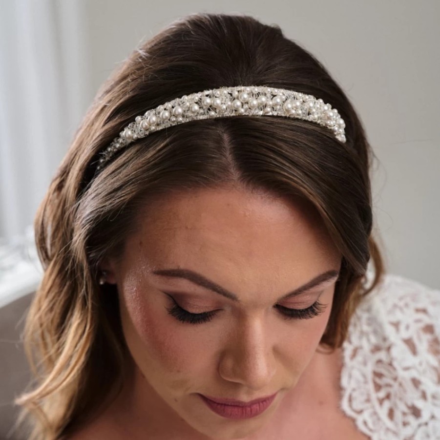 Arianna Arianna Grace Low Pearl And Crystal Bridal Tiara Ar261 Wholesale