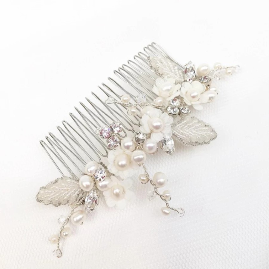 Beads & Beyond Gracie Freshwater Pearl Flowers And Beaded Leaves Hair Comb Online