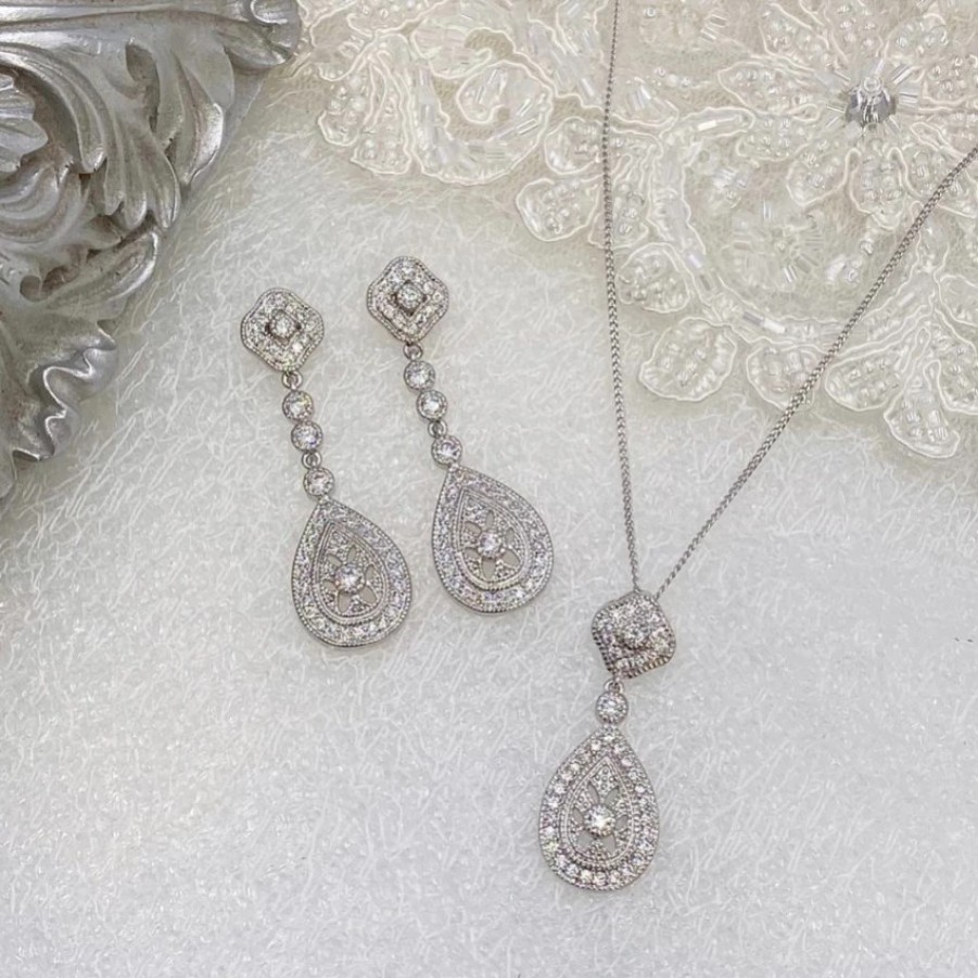 Ivory & Co Ivory And Co Moonstruck Silver Crystal Bridal Jewellery Set Wholesale