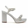 Rainbow Club Rainbow Club Amara Dyeable Ivory Satin Pearl Block Heel Platform Sandals Hot