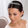 Lace & Favour Decadence Low Cubic Zirconia Leaves Wedding Tiara Hot