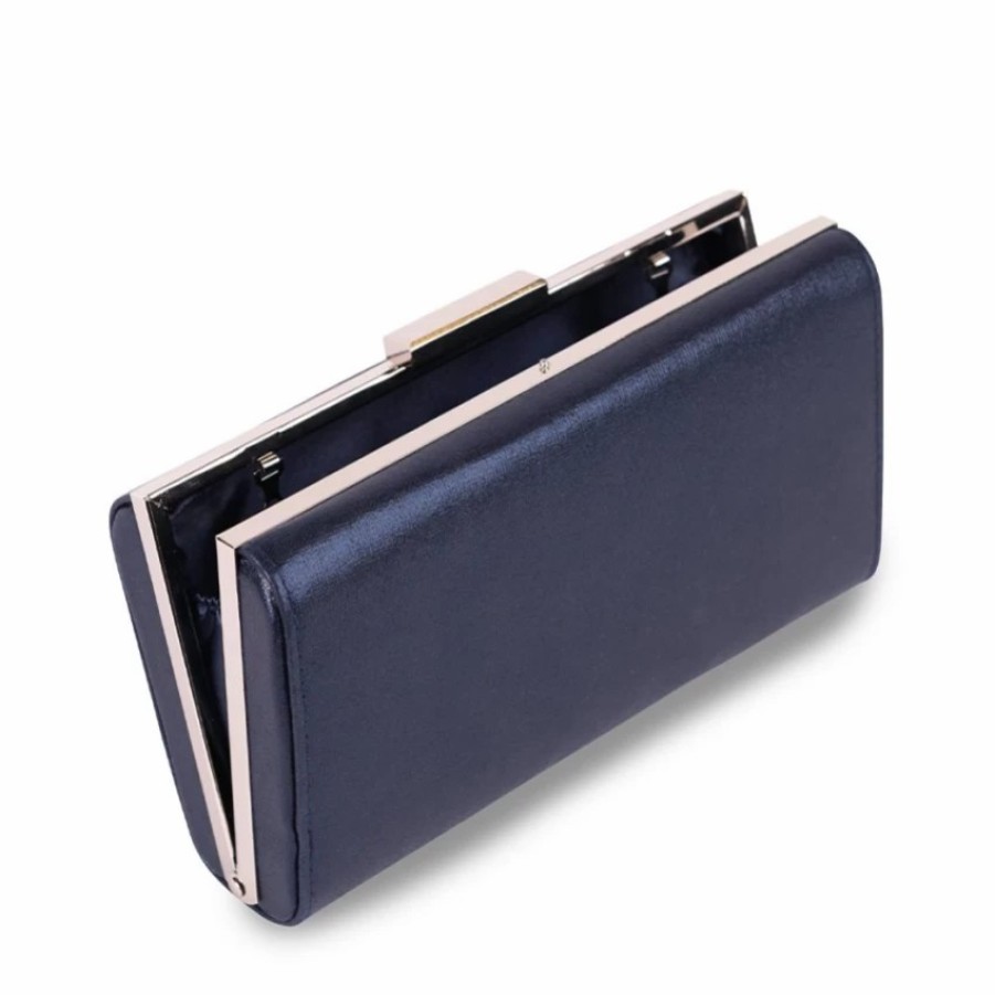 Pink Paradox London Paradox London Doria Navy Shimmer Box Clutch Bag Hot