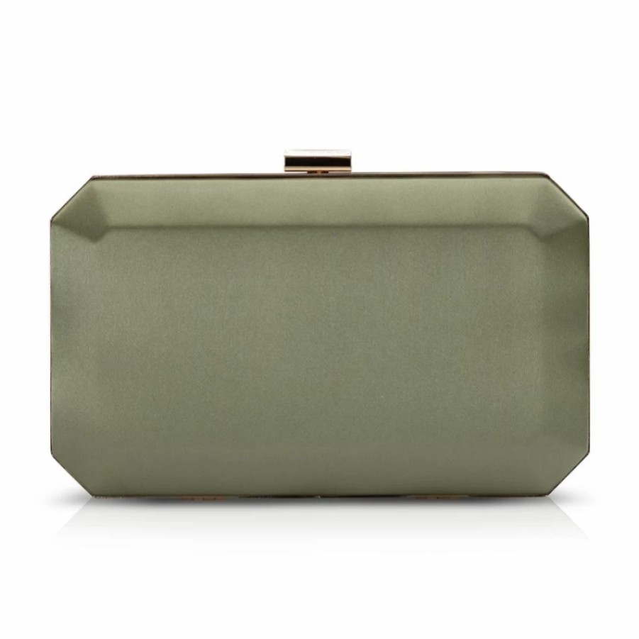 Perfect Bridal Perfect Bridal Ebony Olive Green Satin Box Clutch Bag Hot