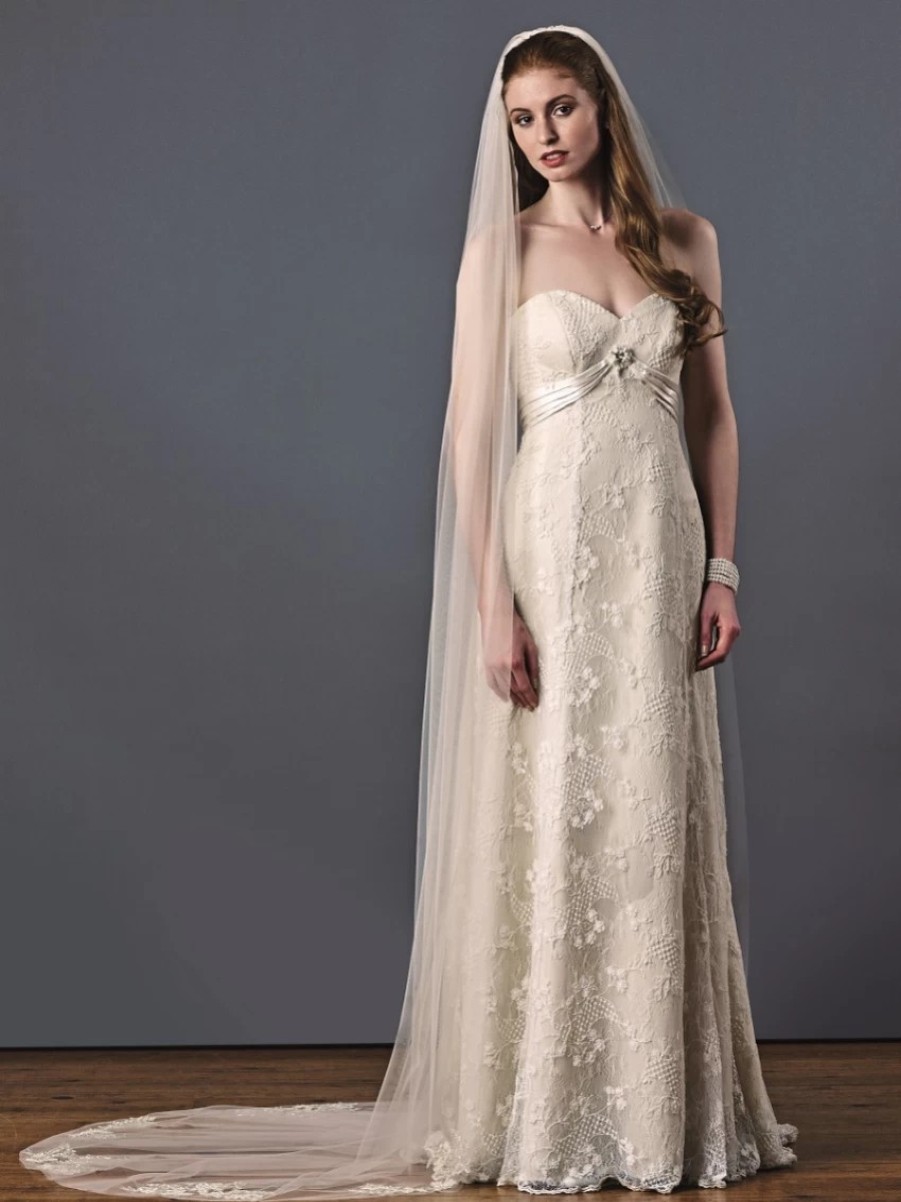 Joyce Jackson Joyce Jackson Paradise Single Tier Chapel Length Veil With Beaded Motifs Best