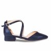 Pink Paradox London Paradox London Irene Navy Shimmer Cross Strap Low Block Heels Hot