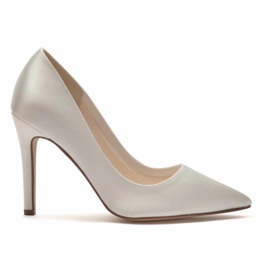 Rainbow Club Rainbow Club Coco Dyeable Ivory Satin Pointed Court Shoes Clearance