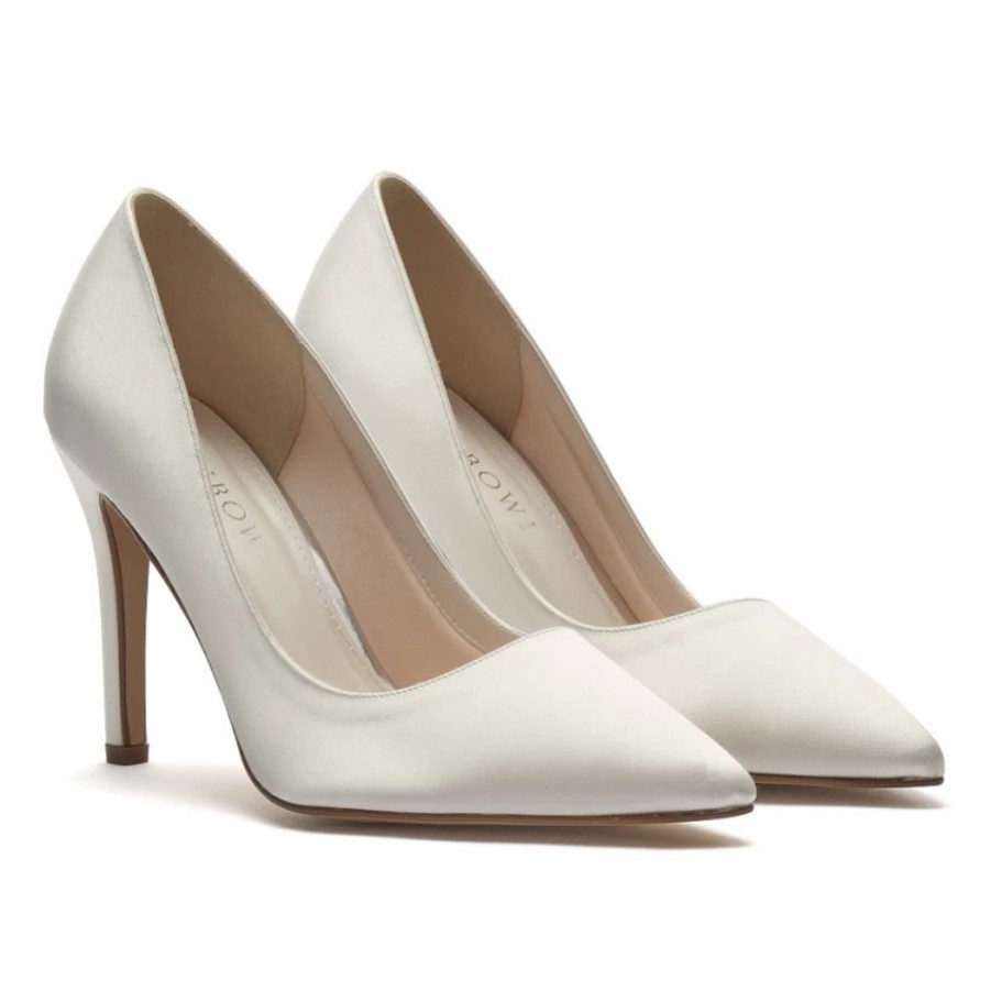 Rainbow Club Rainbow Club Coco Dyeable Ivory Satin Pointed Court Shoes Clearance