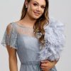 Beverly Hills Bardot Silver Grey Ostrich Feather Bridal Stole Best