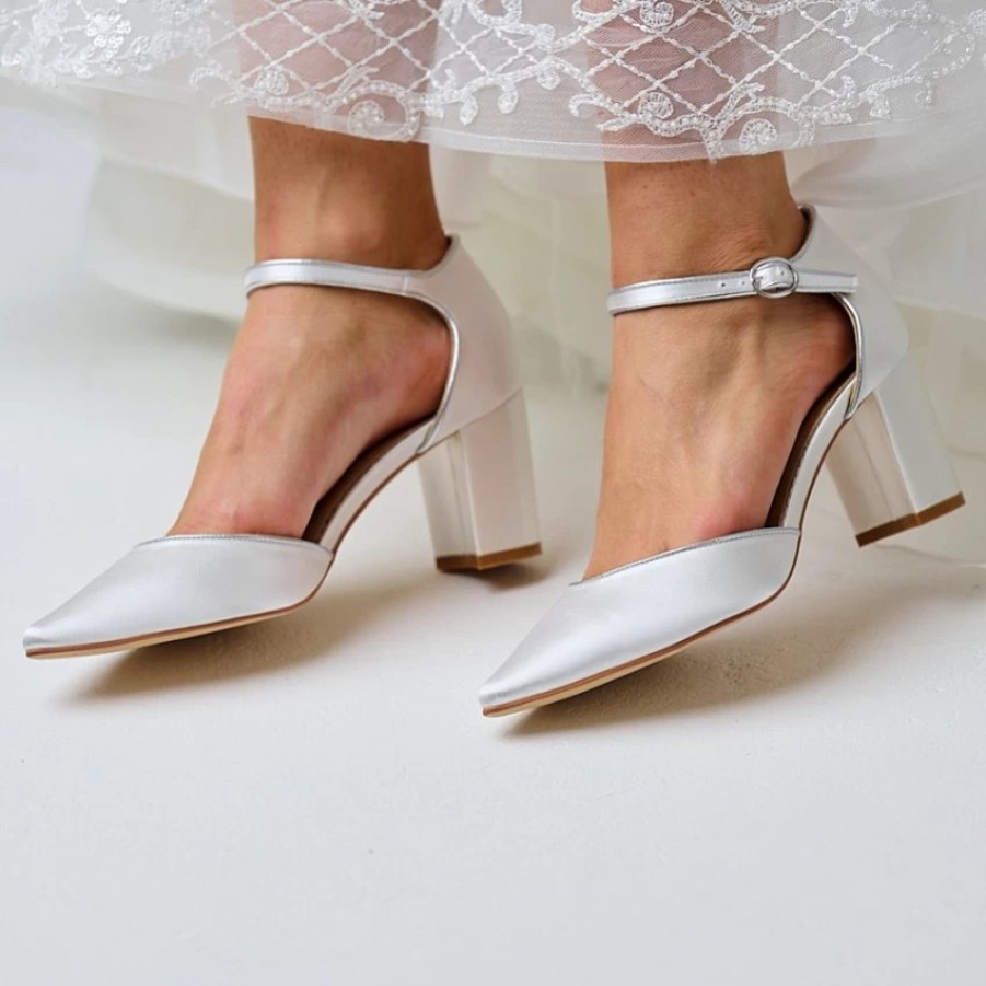 Perfect Bridal Perfect Bridal Freya Dyeable Ivory Satin Two Part Block Heel Court Shoes Online