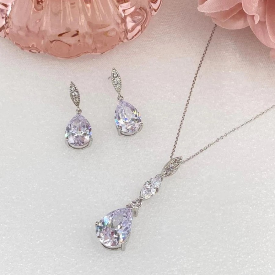 Lace & Favour Ellie Cubic Zirconia Crystal Wedding Jewellery Set New