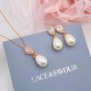 Lace & Favour Paloma Rose Gold Teardrop Pearl Bridal Jewellery Set Best