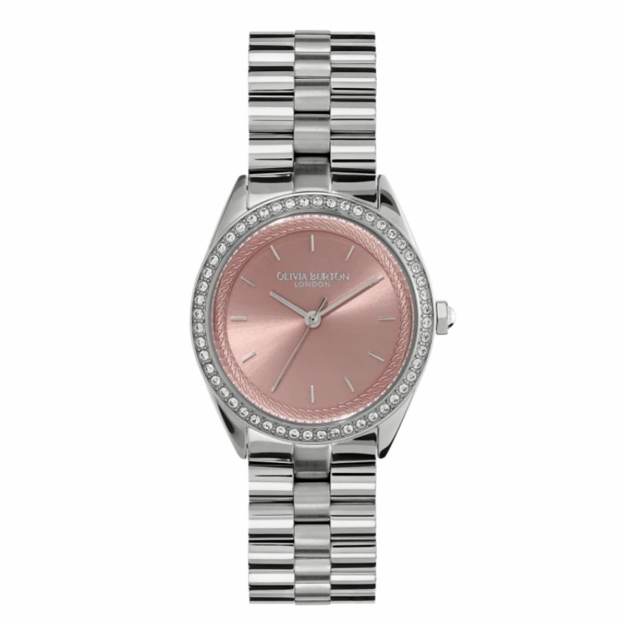 Olivia Burton Olivia Burton Bejewelled 34Mm Mellow Rose And Silver Bracelet Watch Online