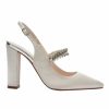 Rainbow Club Rainbow Club Freya Ivory Satin Sparkly Slingback Block Heels New