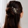 Lace & Favour October Gold Leaves And Pearl Wedding Hair Pin Best