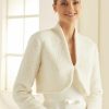 Bianco Evento Bianco Ivory Wool Long Sleeve Wedding Jacket E293 Clearance