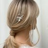 Lace & Favour Romance Pearl And Crystal Silver Leaves Hair Pin Online