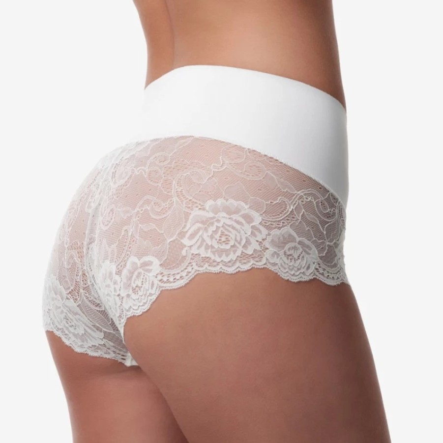 Poirier Ivory Mid Waist Lace Bridal Shorts Wholesale