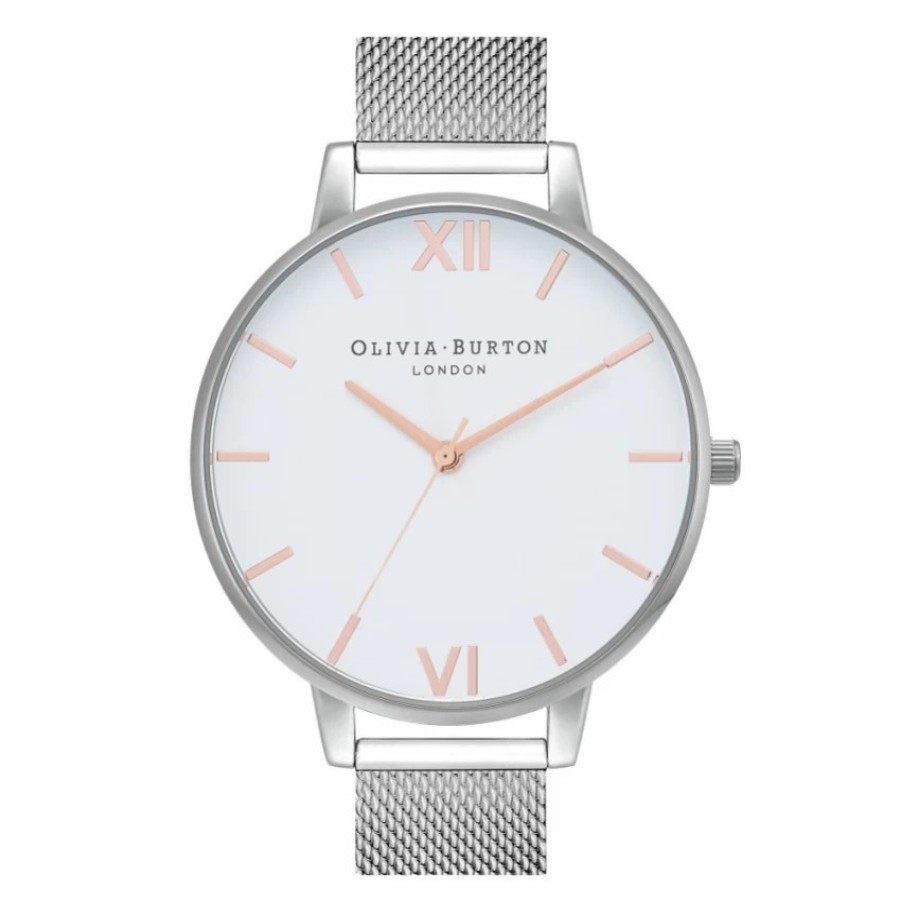 Olivia Burton Olivia Burton Classic 38Mm White And Silver Mesh Watch Online