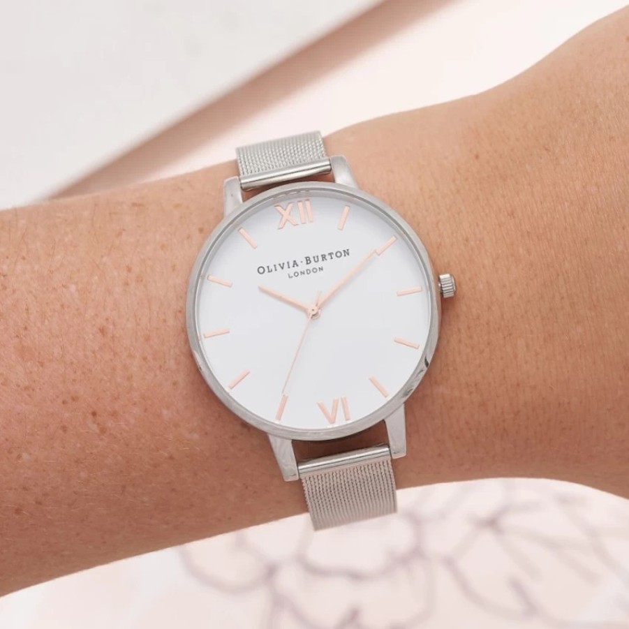 Olivia Burton Olivia Burton Classic 38Mm White And Silver Mesh Watch Online