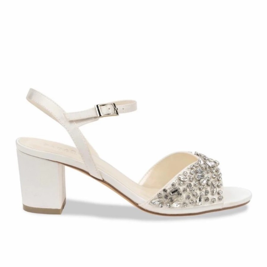 Pink Paradox London Paradox London Holden Ivory Satin Embellished Wide Fit Block Heel Sandals Best