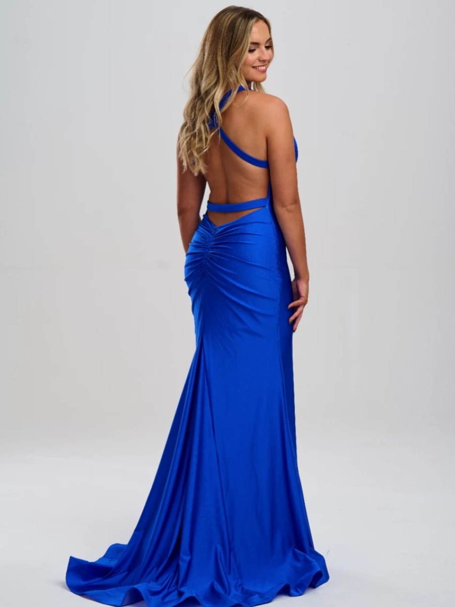 Linzi Jay Linzi Jay V Neck Fitted Backless Prom Dress With Train Clearance