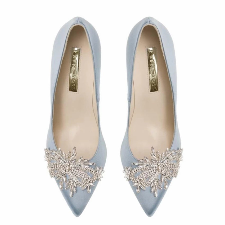 Freya Rose Freya Rose Celina Blue Satin Crystal Embellished Pointed Toe Courts Hot