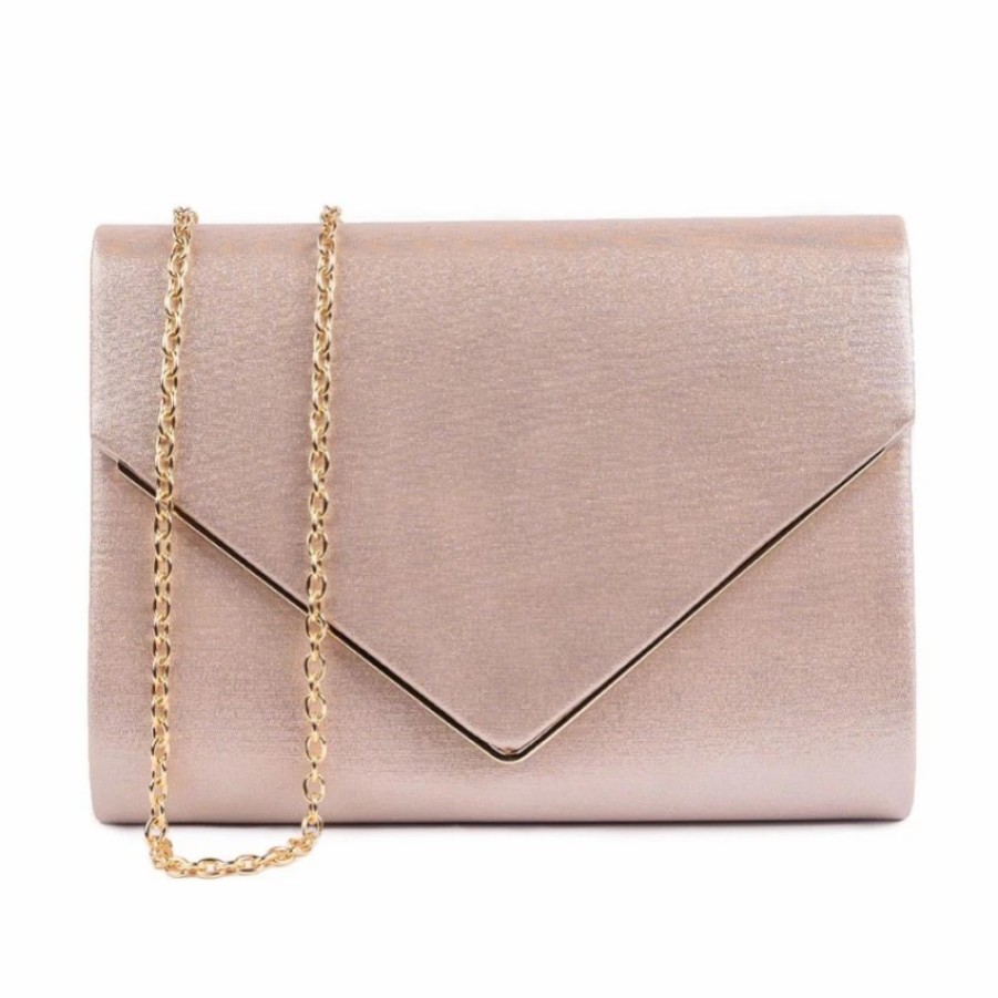 Pink Paradox London Paradox London Darcy Nude Shimmer Envelope Clutch Bag Clearance