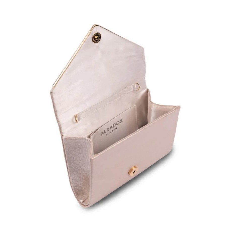 Pink Paradox London Paradox London Darcy Nude Shimmer Envelope Clutch Bag Clearance