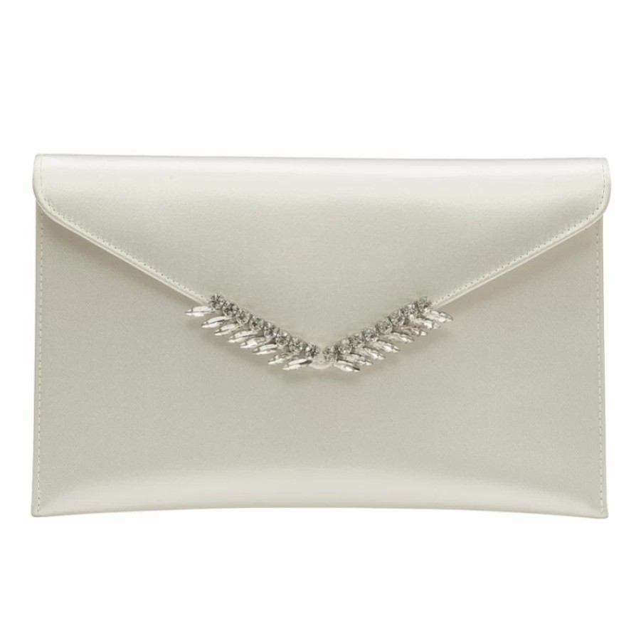 Rainbow Club Rainbow Club Nova Dyeable Ivory Satin And Crystal Envelope Clutch Bag Online