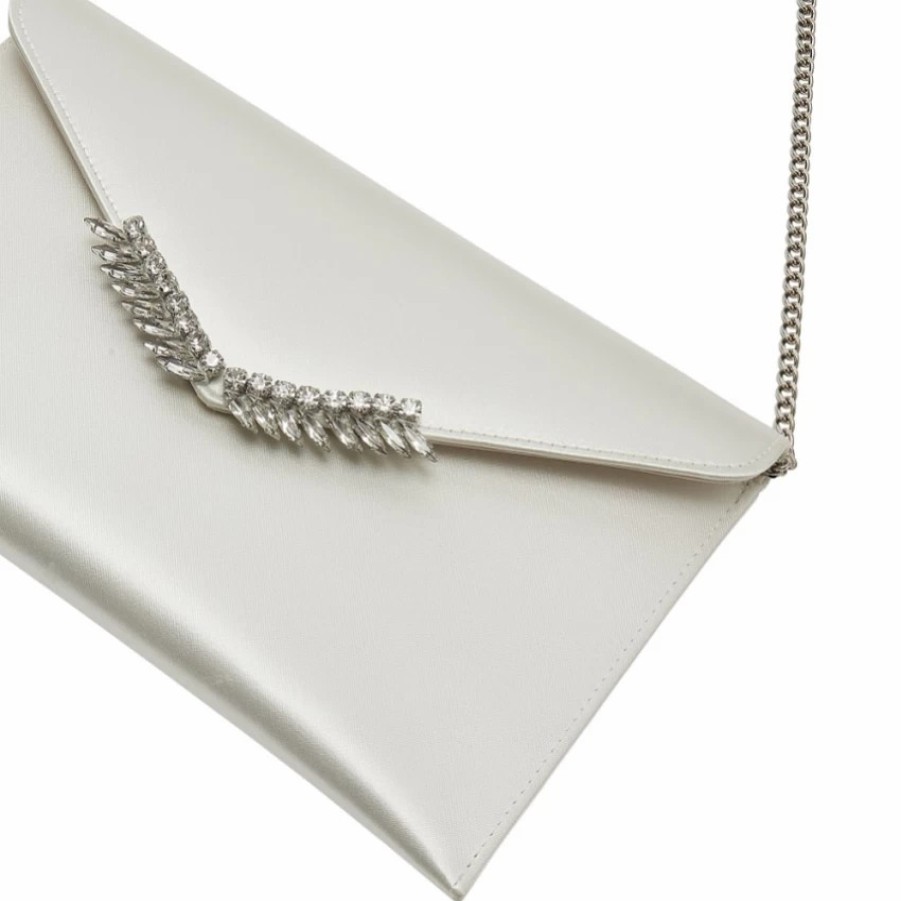 Rainbow Club Rainbow Club Nova Dyeable Ivory Satin And Crystal Envelope Clutch Bag Online