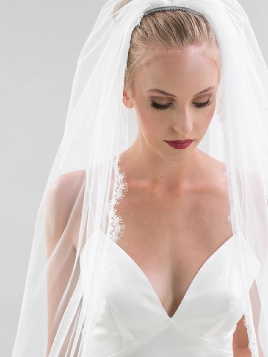 Joyce Jackson Joyce Jackson Orlando Single Tier Lace Edge Veil Online