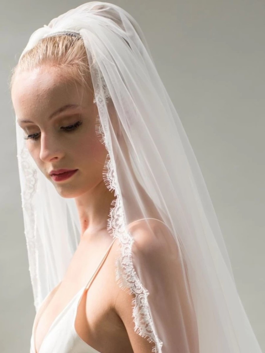 Joyce Jackson Joyce Jackson Orlando Single Tier Lace Edge Veil Online