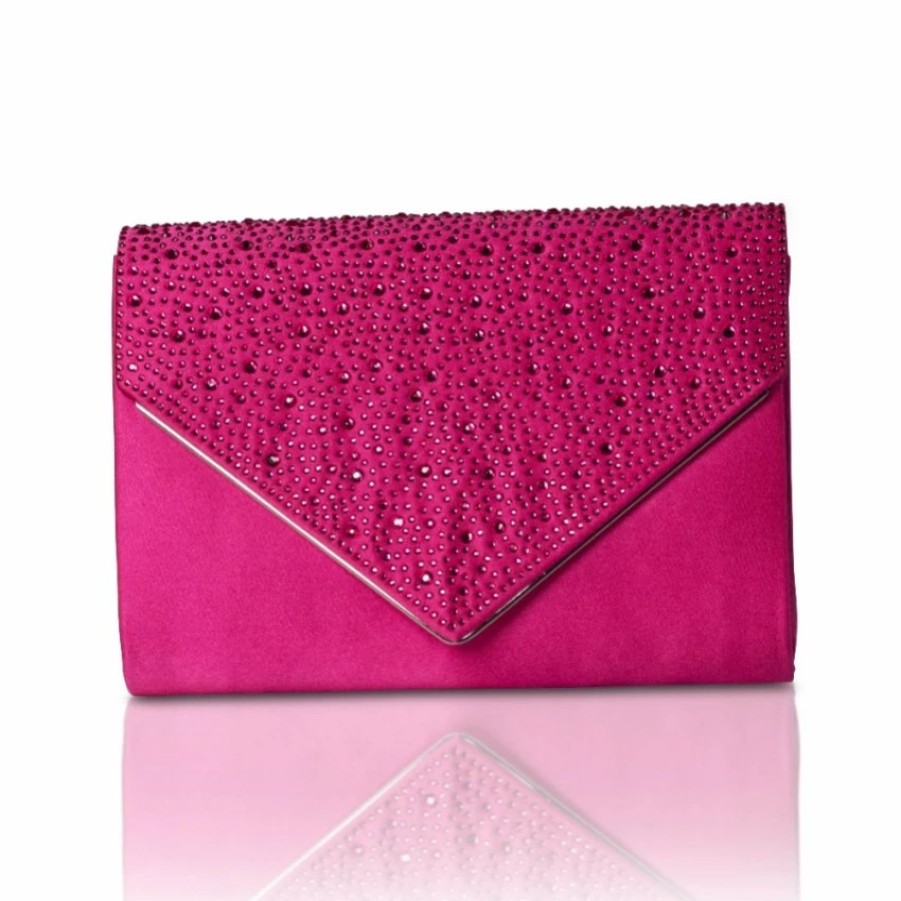 Perfect Bridal Perfect Bridal Anya Fuchsia Satin And Diamante Envelope Clutch Bag Online