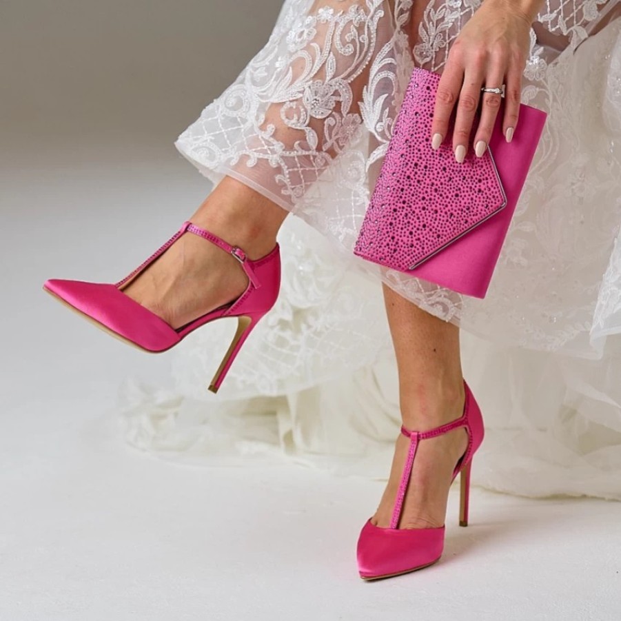 Perfect Bridal Perfect Bridal Anya Fuchsia Satin And Diamante Envelope Clutch Bag Online