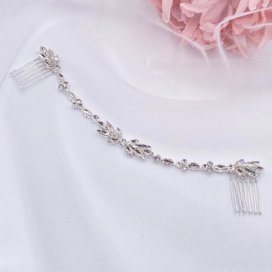 Lace & Favour Melody Silver Draped Crystal Wedding Headpiece Online