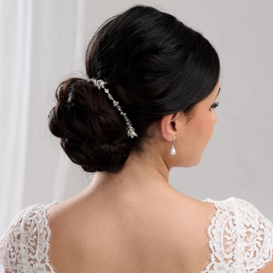 Lace & Favour Melody Silver Draped Crystal Wedding Headpiece Online