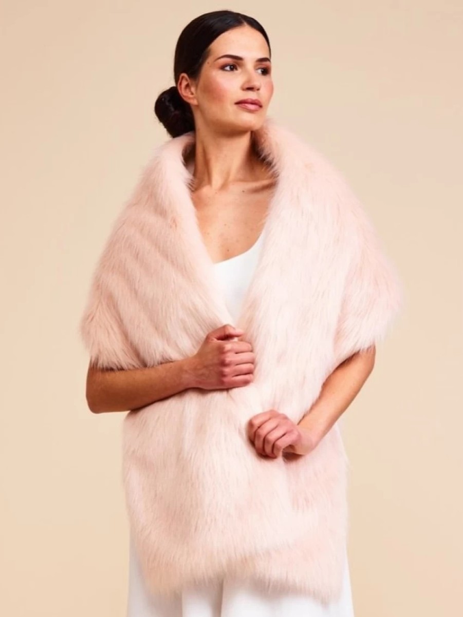 Helen Moore Helen Moore Blush Long Faux Fur Stole Clearance