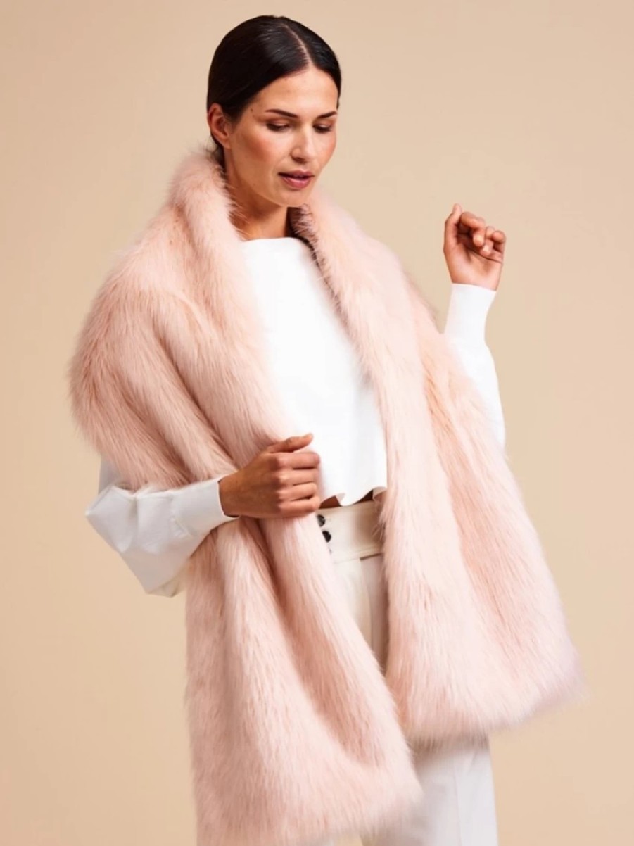 Helen Moore Helen Moore Blush Long Faux Fur Stole Clearance