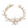 Lace & Favour Lola Freshwater Pearl And Crystal Leaves Wedding Bracelet (Rose Gold) Best