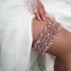 Boudoir Couture Fantasy Dusky Rose Lace Vintage Wedding Garter With Pearl Trim Best