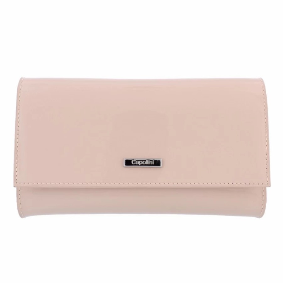 Capollini Capollini Nude Pink Patent Leather Clutch Bag Online