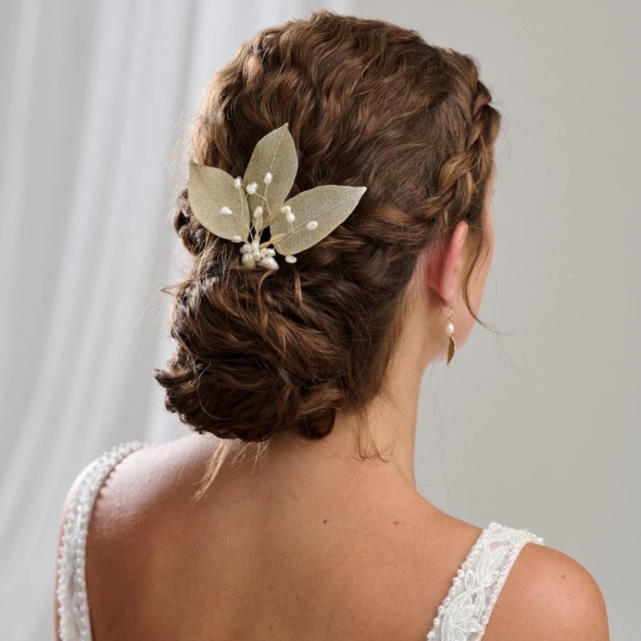 Arianna Arianna Triple Leaf And Freshwater Pearl Hair Comb Ar785 Clearance