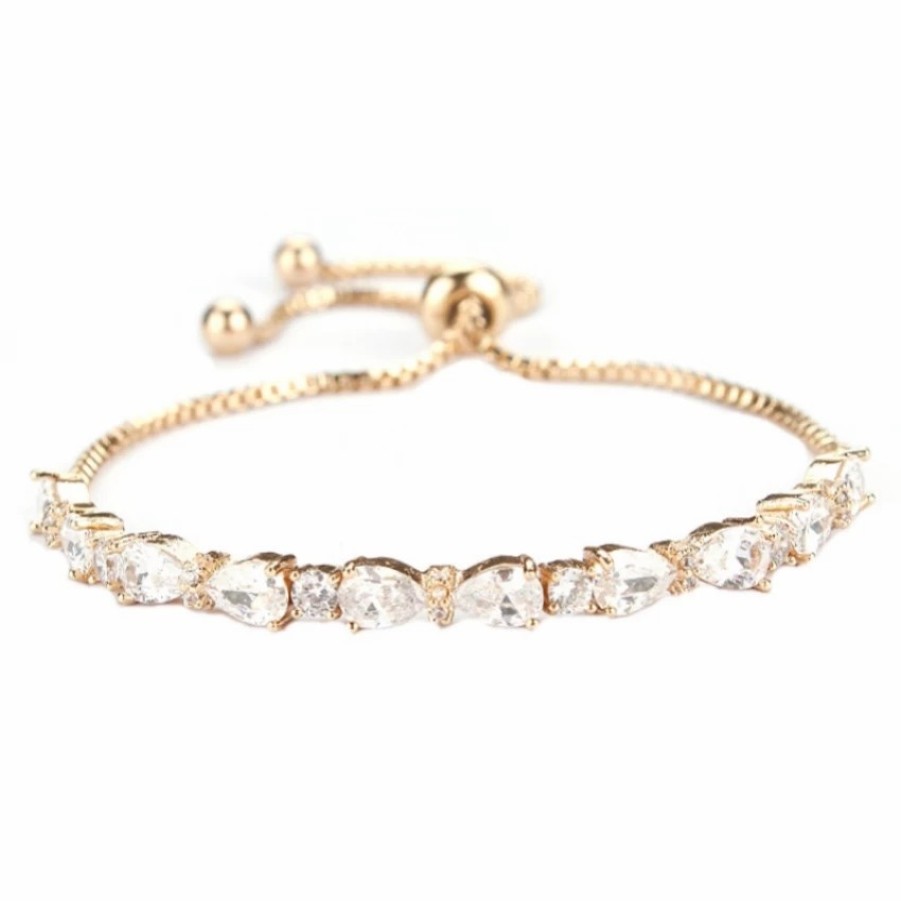 Lace & Favour Charlee Chic Cubic Zirconia Wedding Bracelet (Gold) New