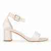 Avalia Shoes Avalia Carrie Ivory Satin Wide Ankle Strap Block Heel Sandals Online