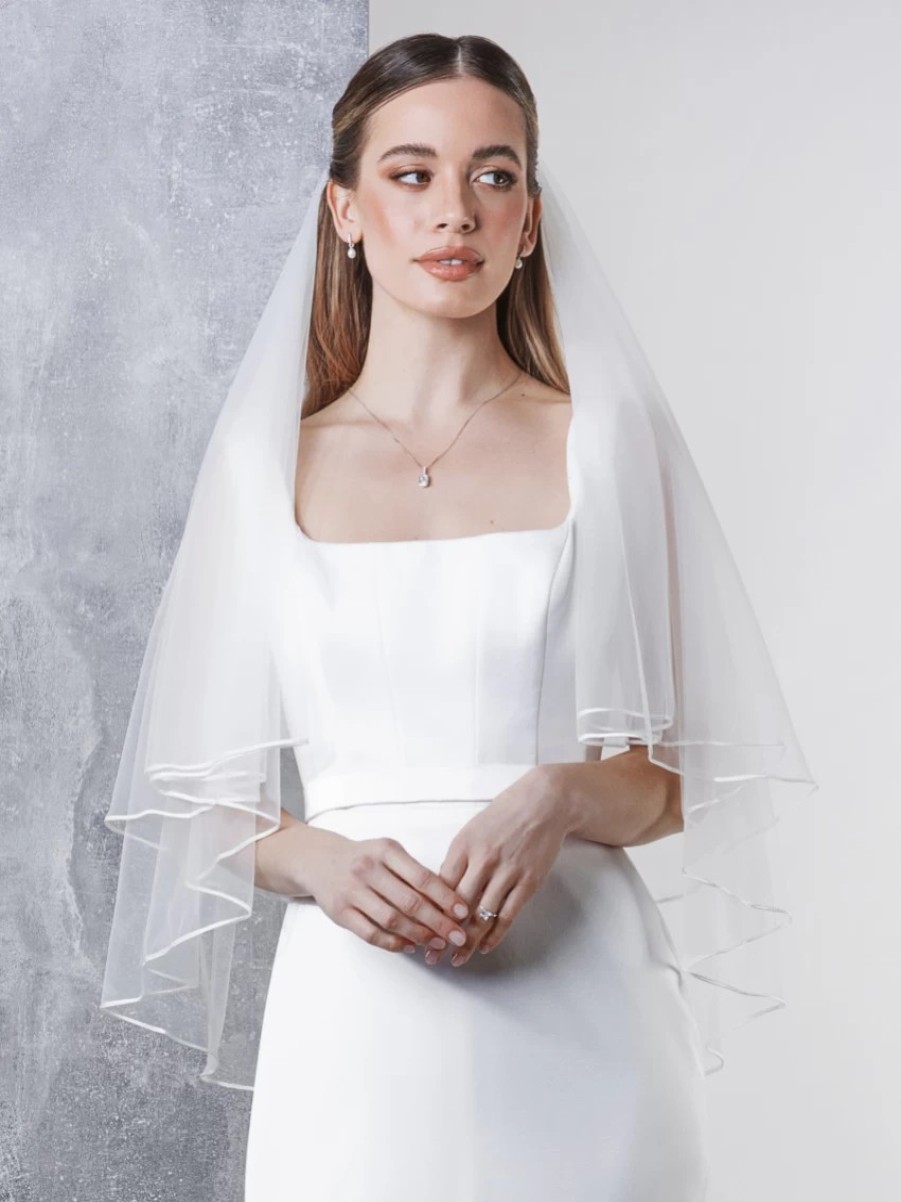 Rainbow Club Rainbow Club Tosca Ivory Two Tier Russian Braid Edge Veil Wholesale