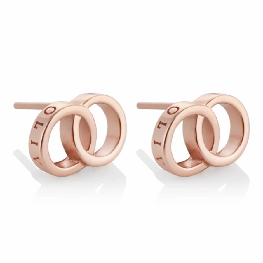 Olivia Burton Olivia Burton Rose Gold Interlink Stud Earrings New