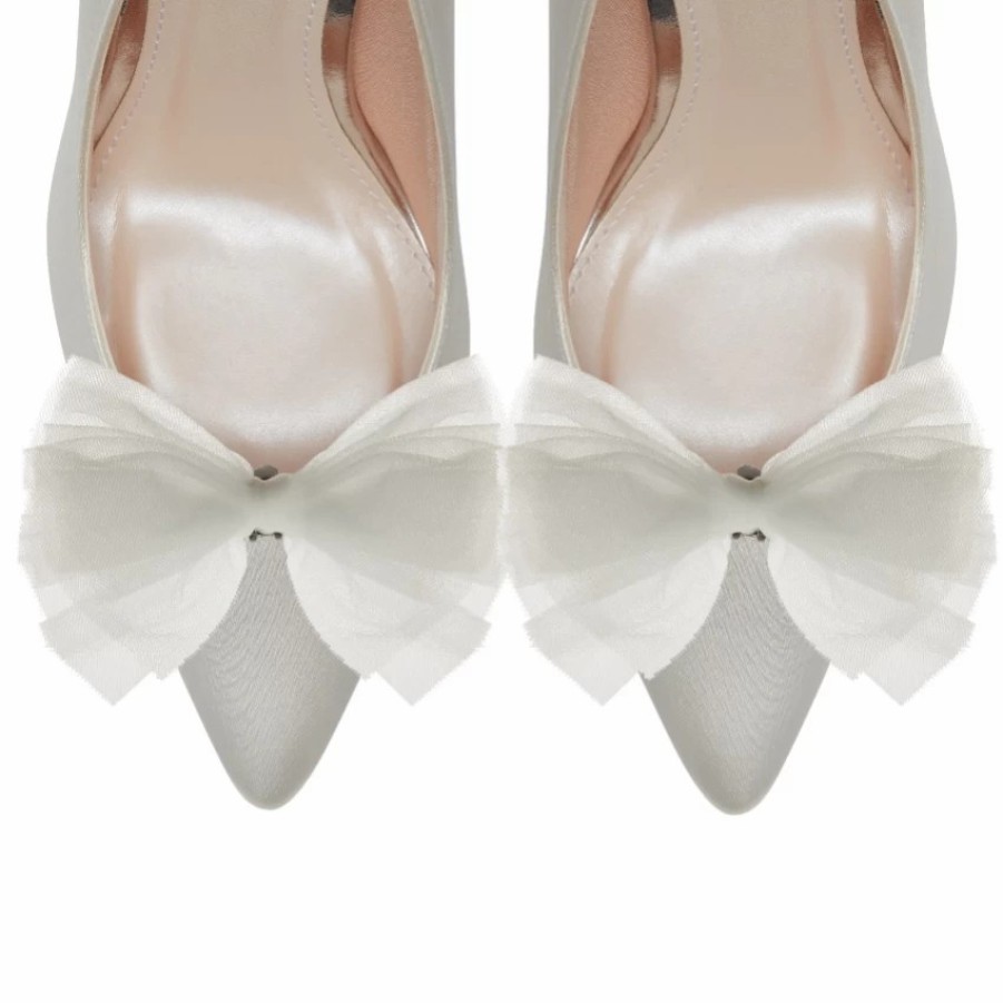 Rainbow Club Rainbow Club Blair Ivory Chiffon Bow Shoe Clips Hot