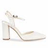 Pink Paradox London Paradox London Fauna Ivory Satin And Lace Block Heel Court Shoes New