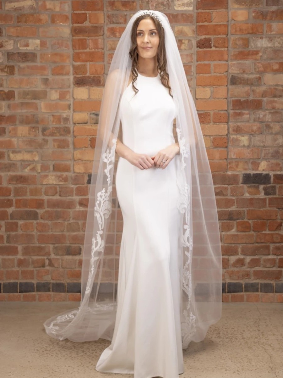 Perfect Bridal Perfect Bridal Ivory Single Tier Ornate Lace Cathedral Veil New