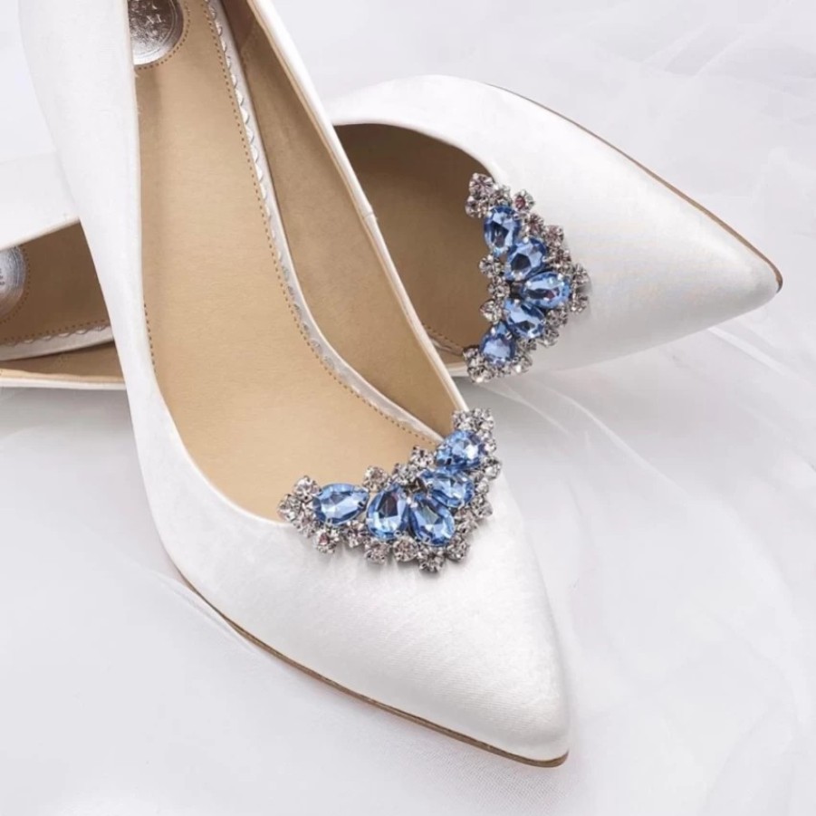 Lace & Favour Arcadia Light Sapphire Crystal Shoe Clips Wholesale